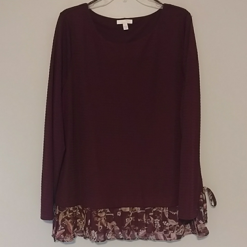 Lauren Conrad Burgandy Long Sleeve Top