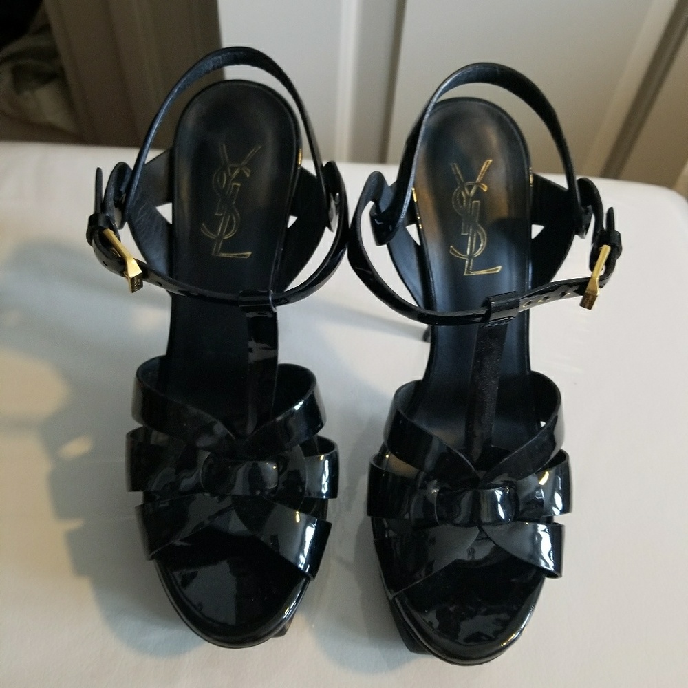 35.5/5 YSL Black  Tribute Sandals/Platforms