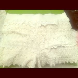 White lace shorts