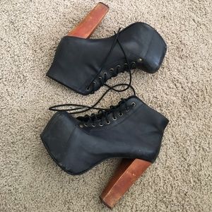 Jeffrey Campbell black leather Lita size 7