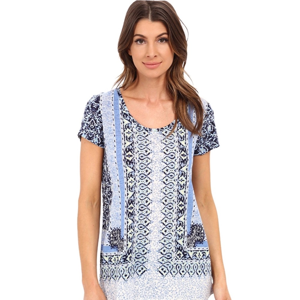 NWT Lucky Brand Scarf Printed Tee - Picture 1 of 5