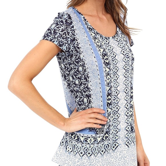 NWT Lucky Brand Scarf Printed Tee - Picture 2 of 5