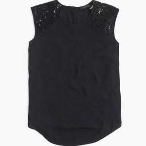 J. Crew Floral Lace Top Black size 10 Tall