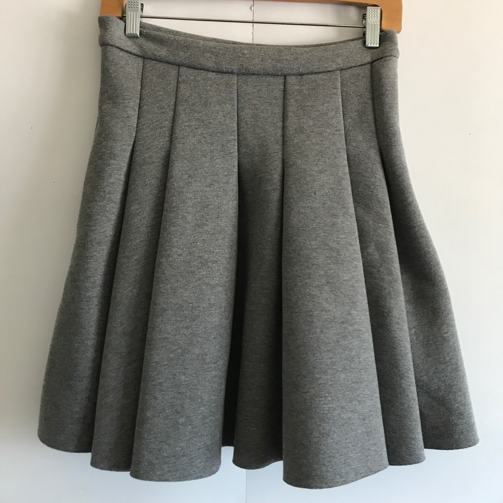 T by ALEXANDER WANG Gray Neoprene Pleated Skirt M