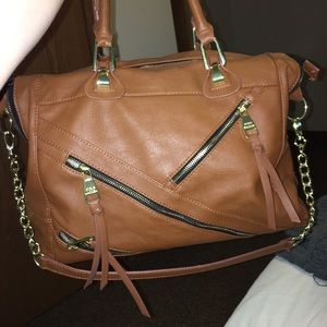 Steve Madden Cognac Satchel w/ Gold Hardware