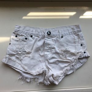 White "Destroyed" Shorts. One Teaspoon