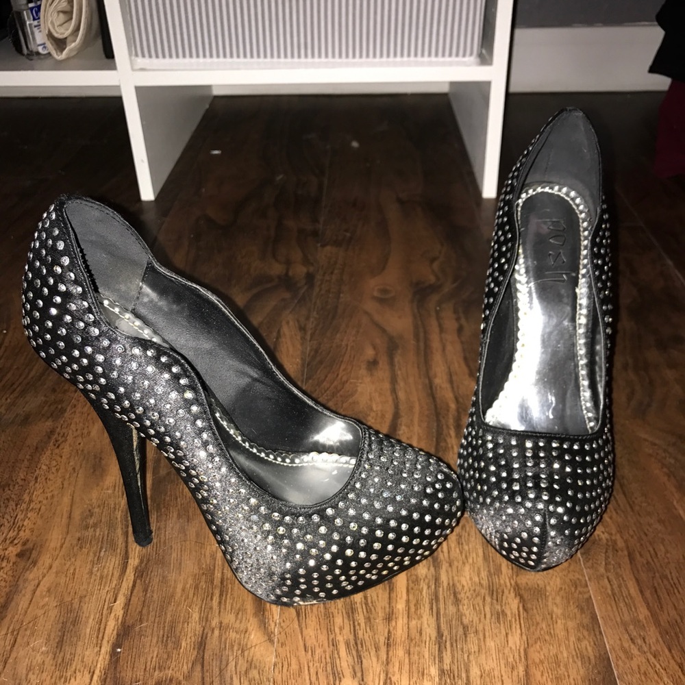 Black studded heels