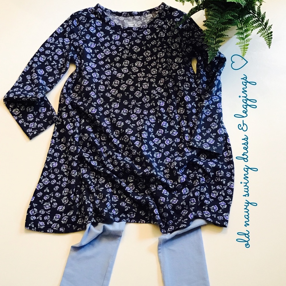 old navy swing dress & leggings