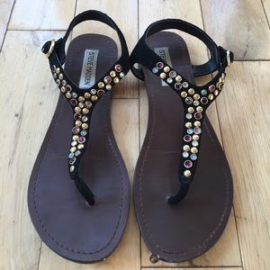Steve Madden Black Gold and Crystal Dress Sandals