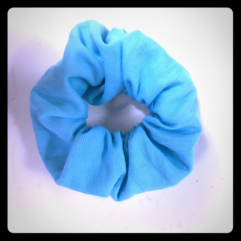 Handmade light blue scrunchie