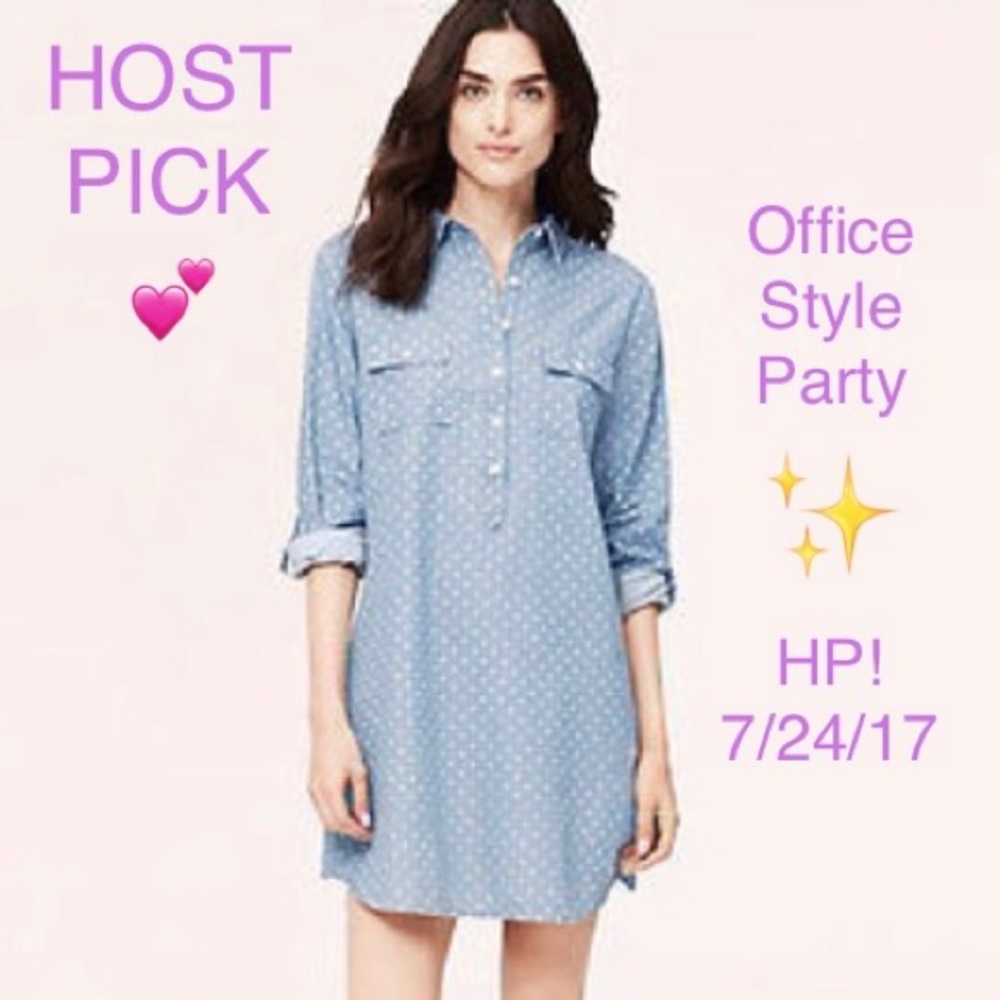 LOFT Chambray Dot Shirtdress