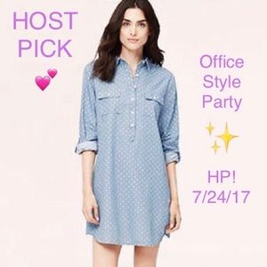 LOFT Chambray Dot Shirtdress