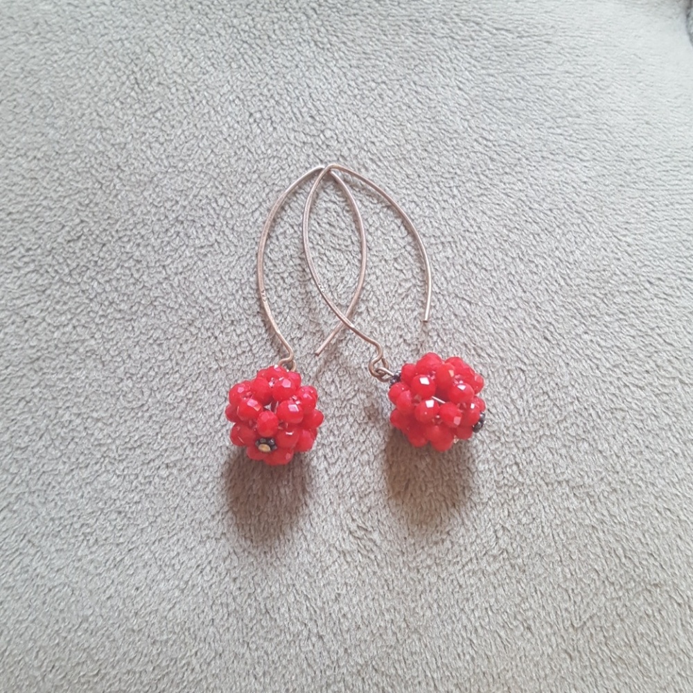 Red Cluster Earrings