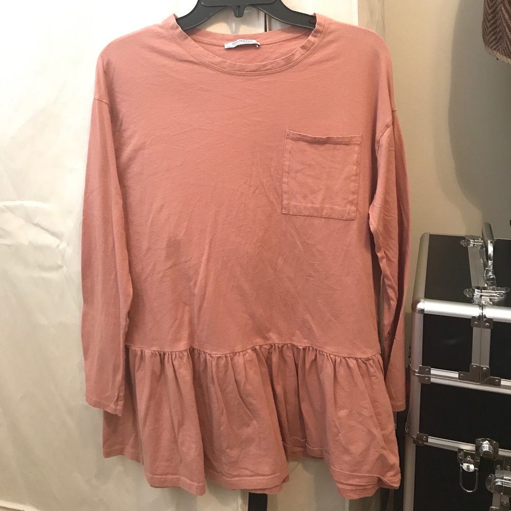 Salmon pink babydoll top zara