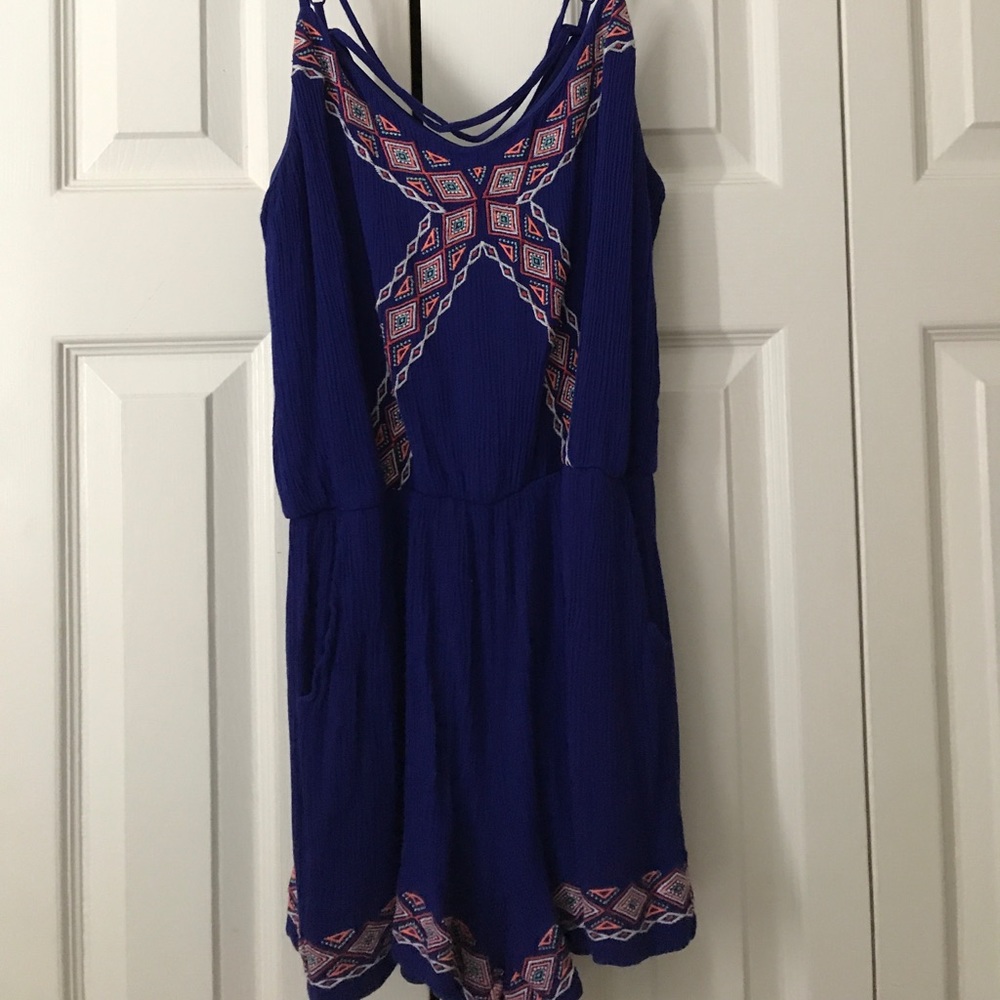 My Michelle Royal Blue Romper with Stitching