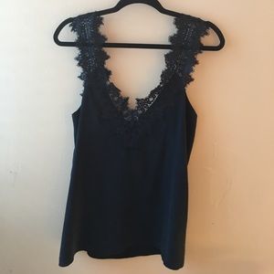 Cami NYC navy tank with lace, small