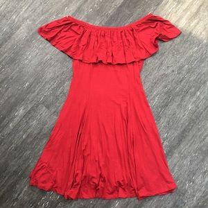 Red off the shoulder dress