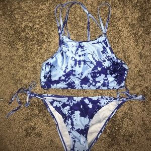 Blue tie-dye bikini set