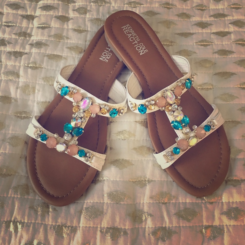 Kenneth Cole holographic gem sandals