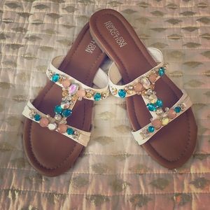 Kenneth Cole holographic gem sandals