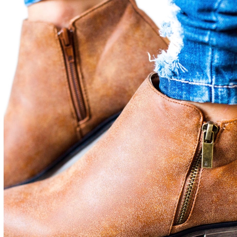 Double Zipper Bootie Tan - Picture 2 of 3