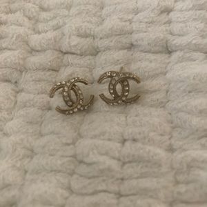 Authentic chanel earrings in gold rhinestones
