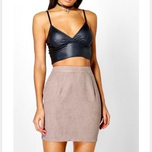Suedette A Line Mini Skirt