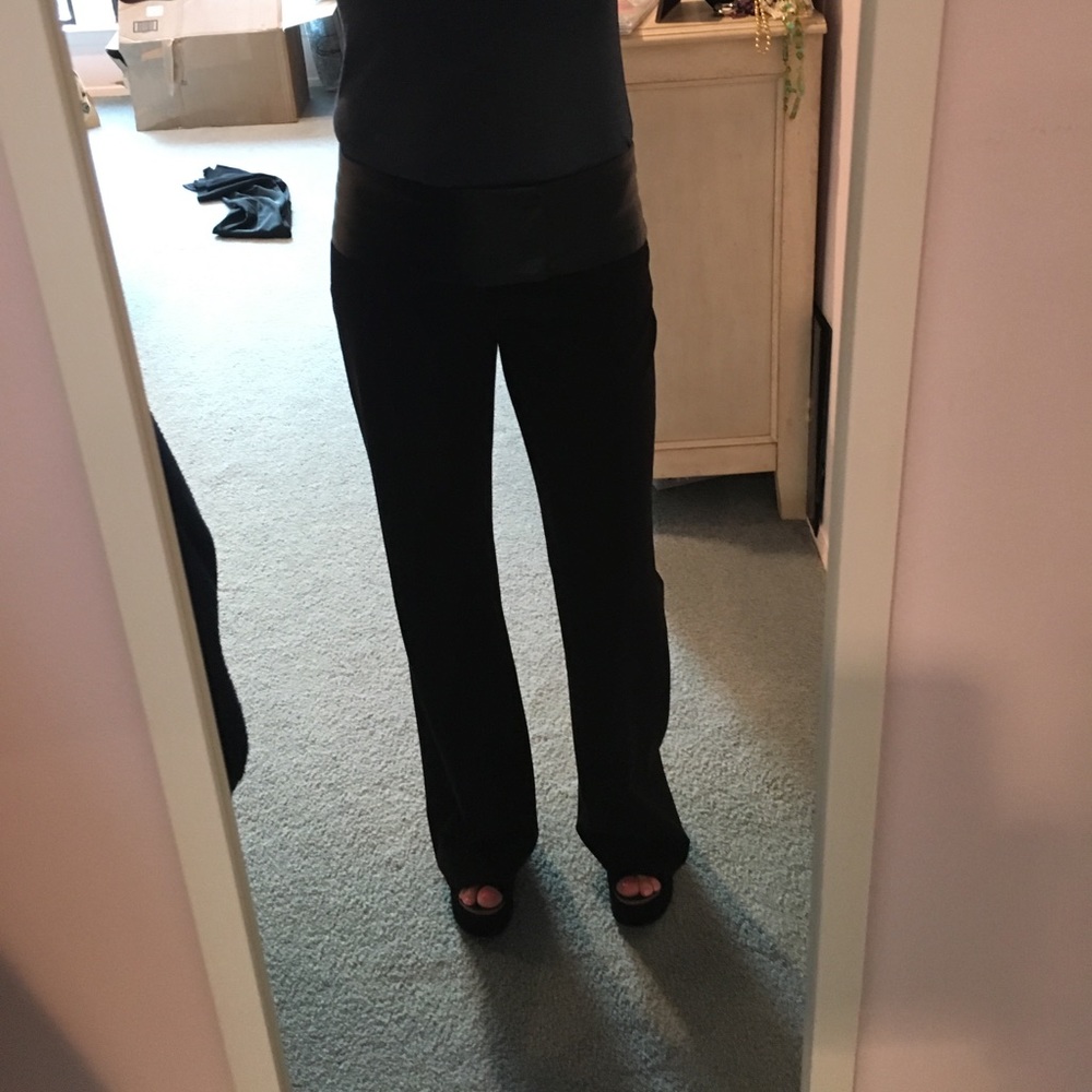 Alvin Valley  Leather & Wool Blend  Wide Leg Pant  36 (2) - Picture 2 of 6