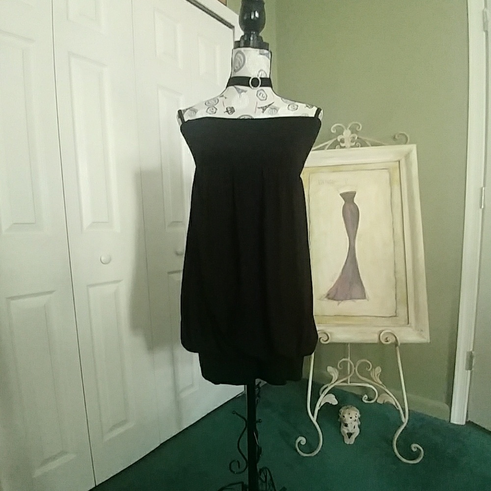 Black strapless dress