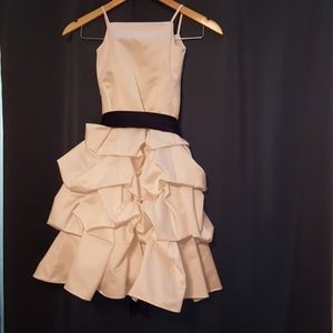 David's Bridal flower girl dress w navy sash