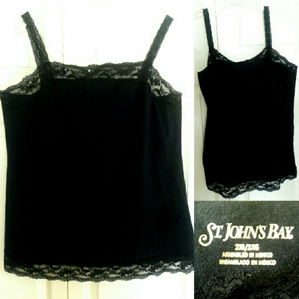 New With Tag St.John's Bay BlackTank Top With Lace