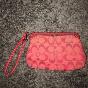Coral Coach Authentic Wristlet