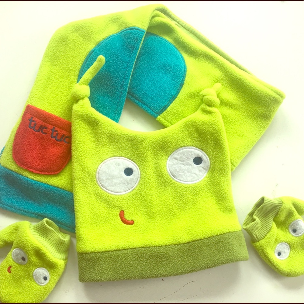 TUC TUC Baby Boy Fleece Hat, Scarf & Mittens Set