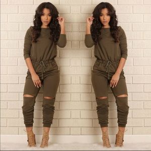 NEVER WORN! Sporty Ripped Knee Jumpsuit