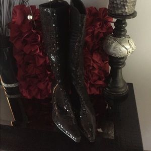 Sequin knee boots