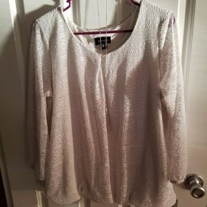 White Blouse with Attached Textured White Overlay