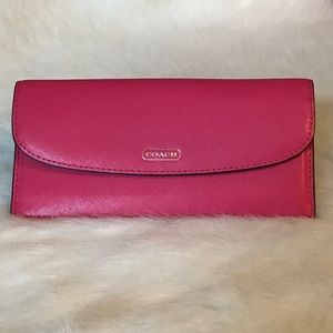Like New Pink Leather Coach Slim Wallet