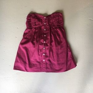 BCBGeneration Cranberry Strapless Top S
