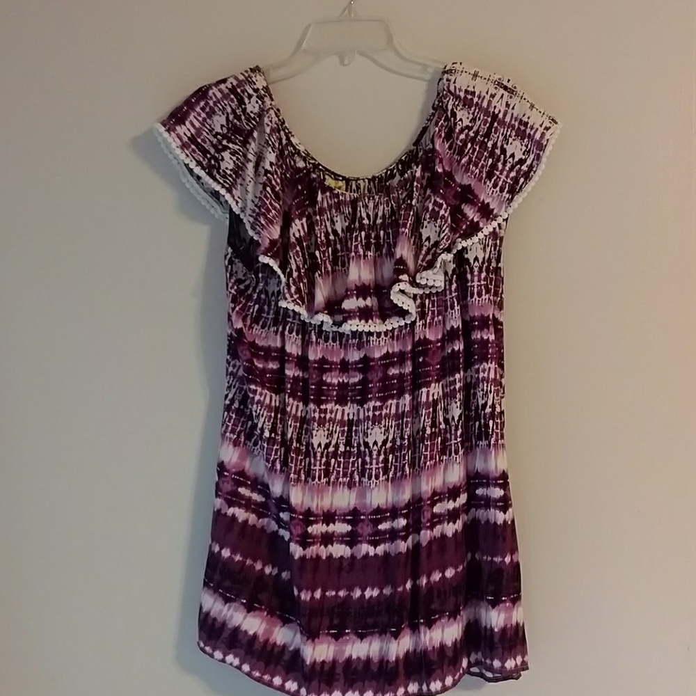 NWOT On/off shoulder purple tie dye top