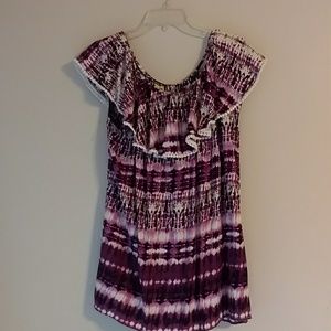 NWOT On/off shoulder purple tie dye top