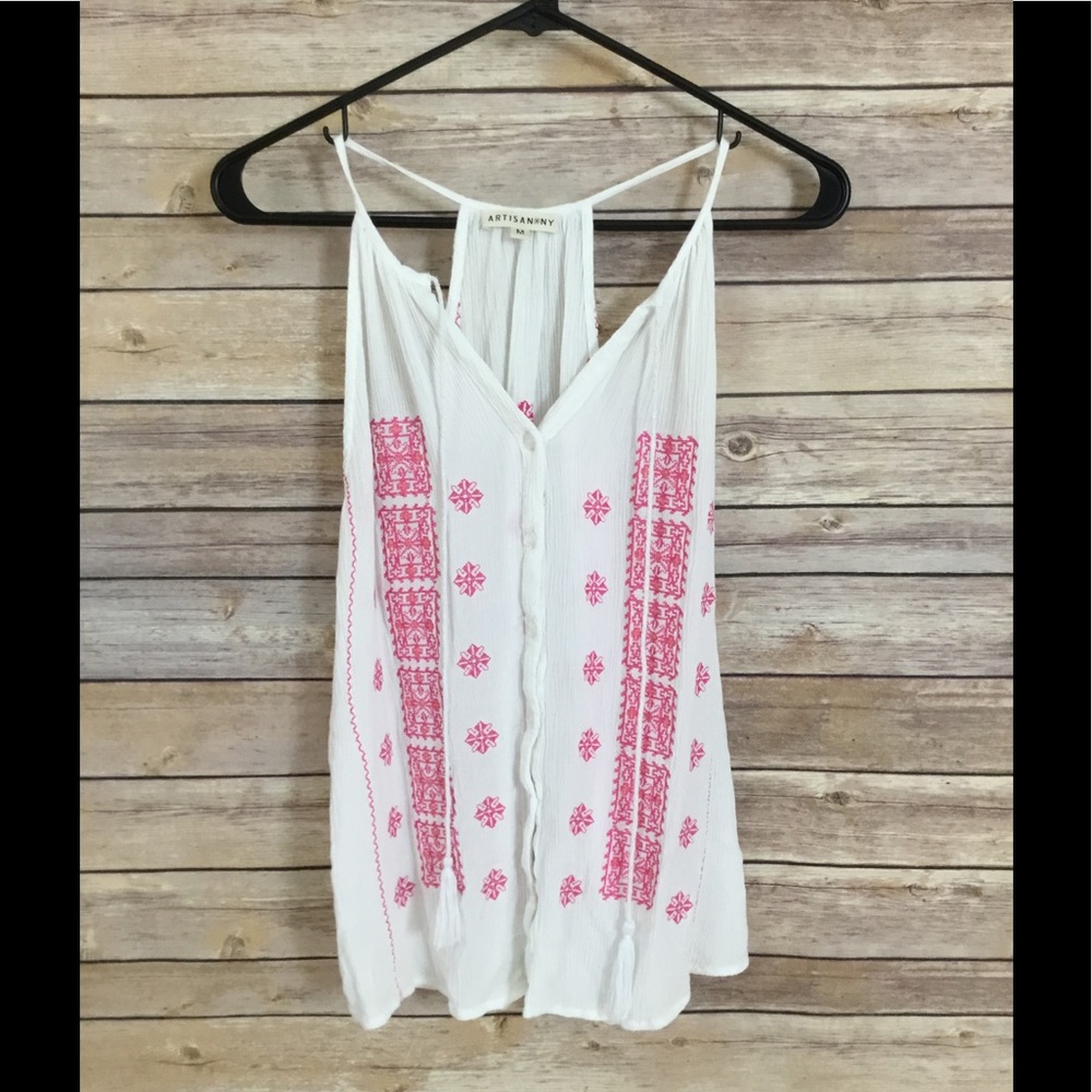 Pink & white tank top