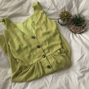 Chartreuse yellow sundress with a button down back