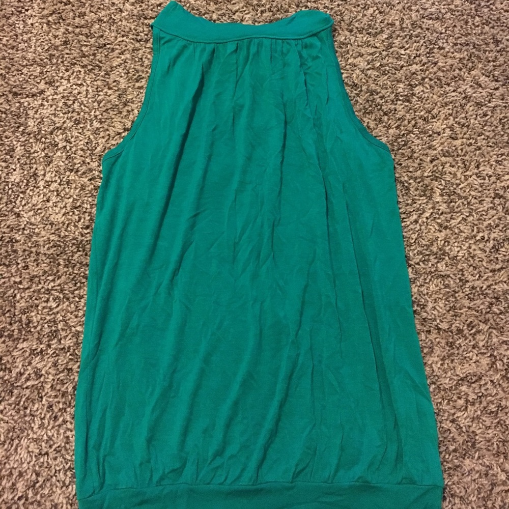 High neck open back top
