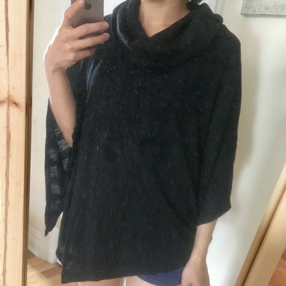 Black cowl neck poncho
