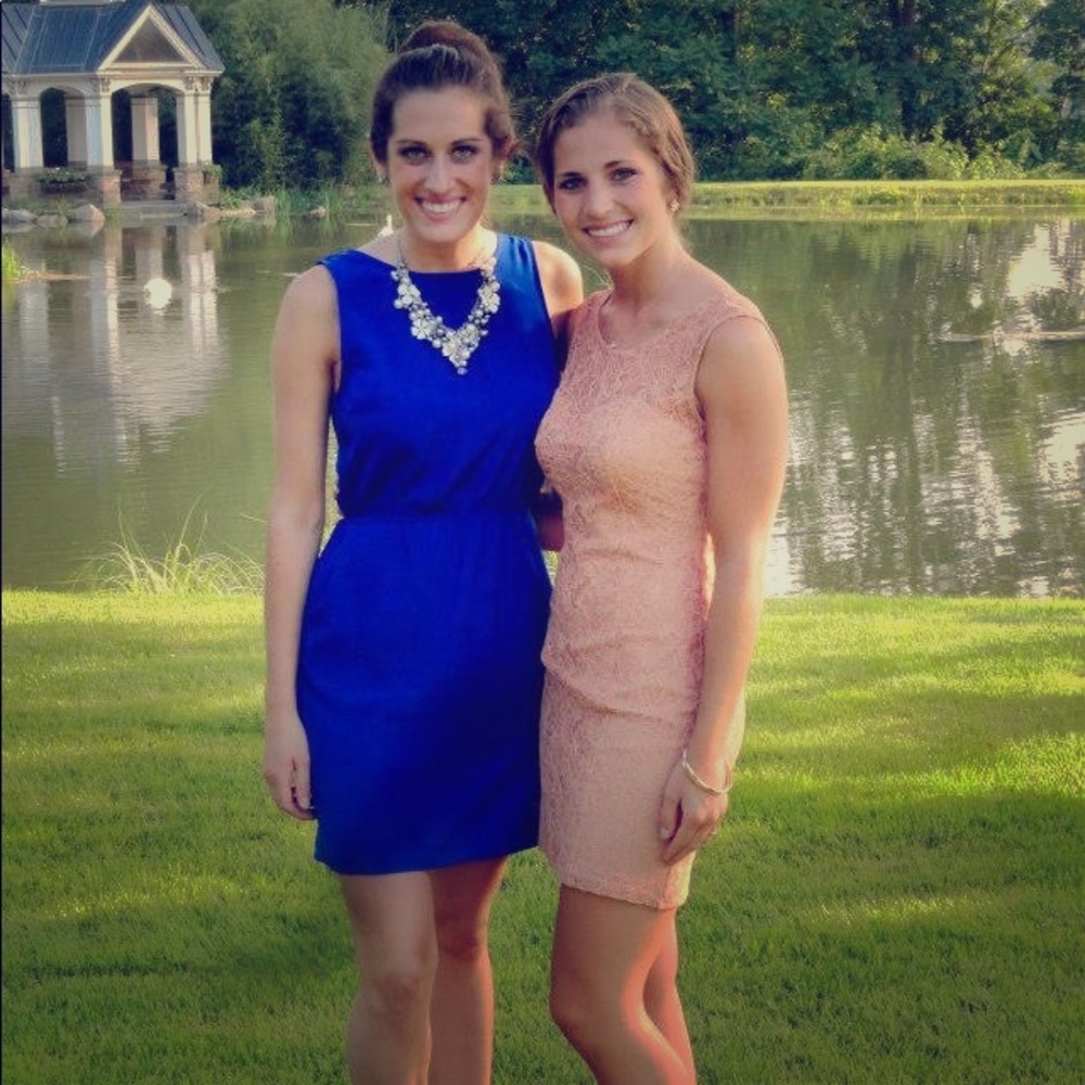 Blue, open back dress