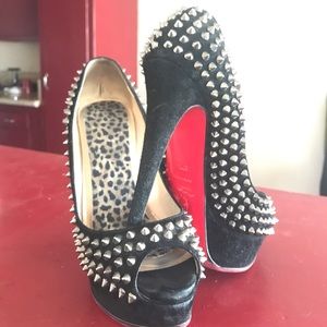 Christian Louboutin Black Spike suede heels