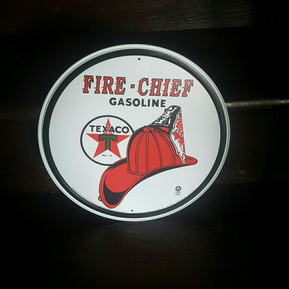 Fire Chief Texaco Gasoline tin sign