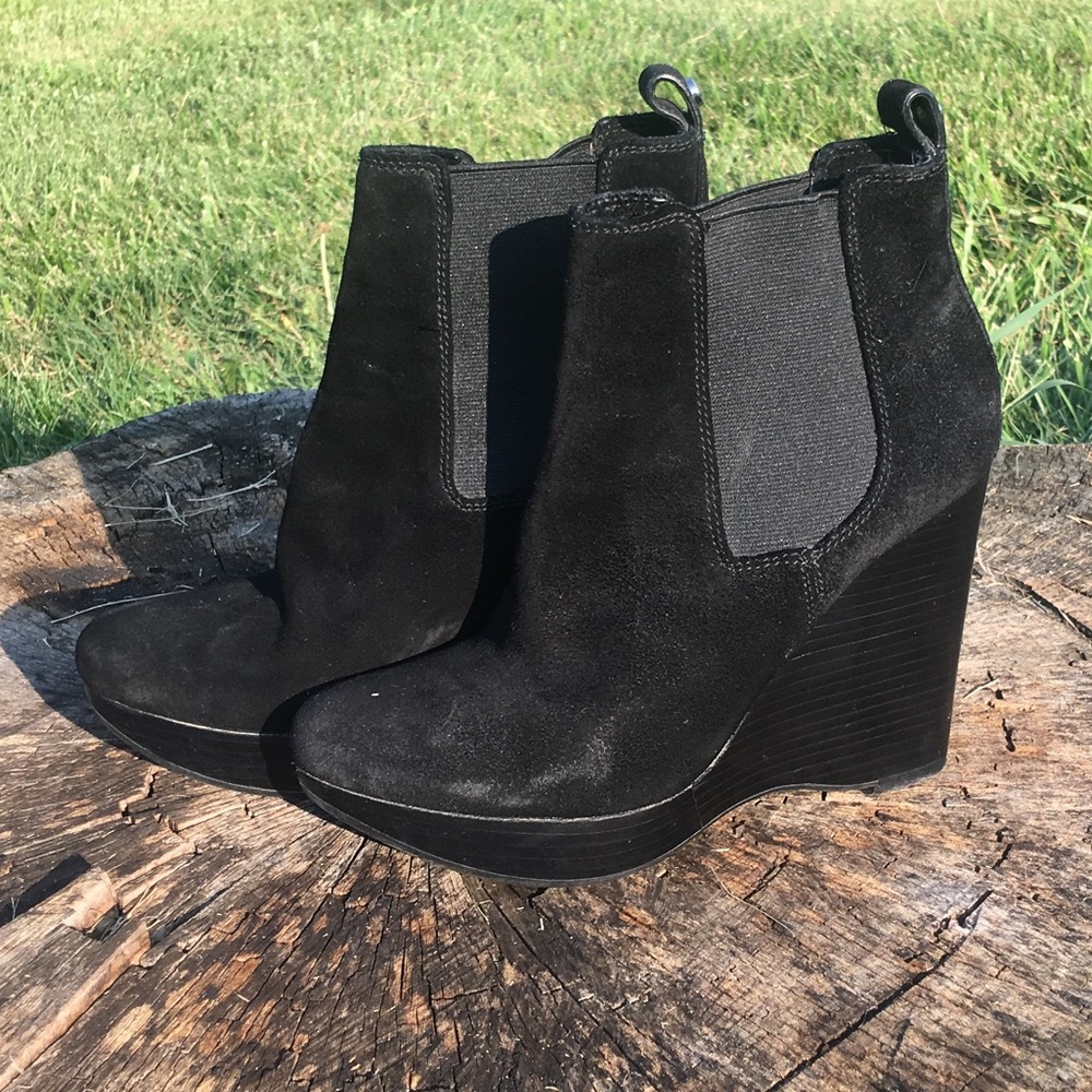 MK suede wedge ankle booties