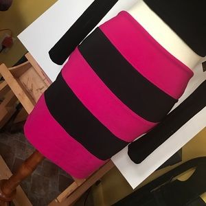 Y2K Pink and black striped bandage skirt