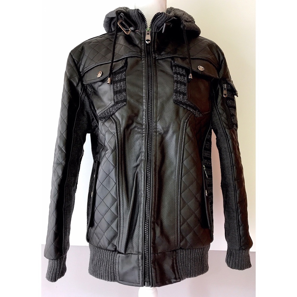 Fleece Men’s Jacket With Hood Black/Gray